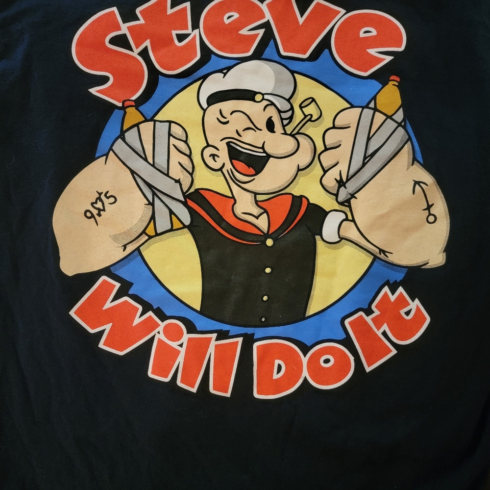 Steve Will Do It Men's Medium Black Long Sleeve 100% Cotton T-Shirt PRE-OWNED